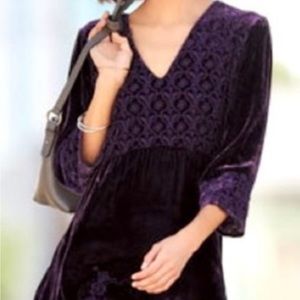 Johnny Was Velvet purple Dress Parina Long Size L New